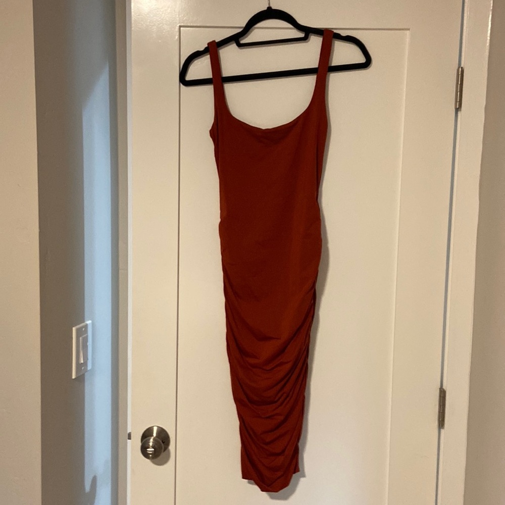 Kookai midi rouched bodycon stretchy dress